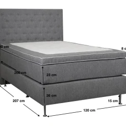 Kontinentalsäng 120 x 200 cm + sänggavel grå