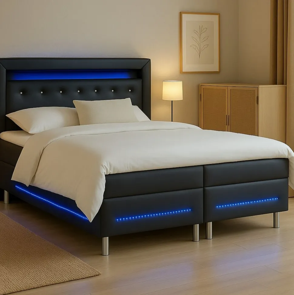 Kontinentalsäng med LED-belysning 180 cm - New York