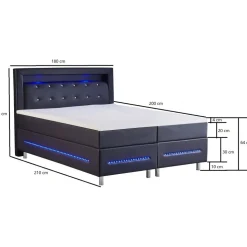 Kontinentalsäng med LED-belysning 180 cm - New York