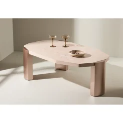 Kres soffbord 125x70,5 - Guld/Rosa