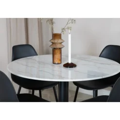 Kvarnbacken matbord 106 cm - Ljus marmor/svart