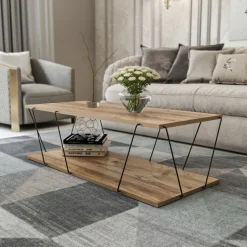 Labranda soffbord 120 x 50 cm - Furu/svart + Möbeltassar