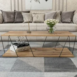 Labranda soffbord 120 x 50 cm - Furu/svart + Fläckborttagare för möbler