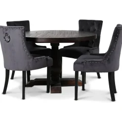 Lamier matgrupp Bord med 4 st Tuva stolar i grå sammet + 4.00 x Stolsdyna