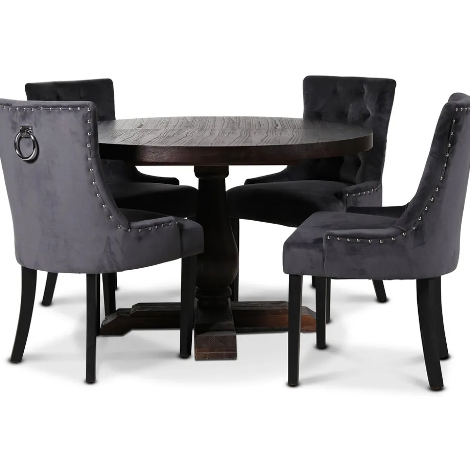 Lamier matgrupp Bord med 4 st Tuva stolar i grå sammet + 4.00 x Stolsdyna