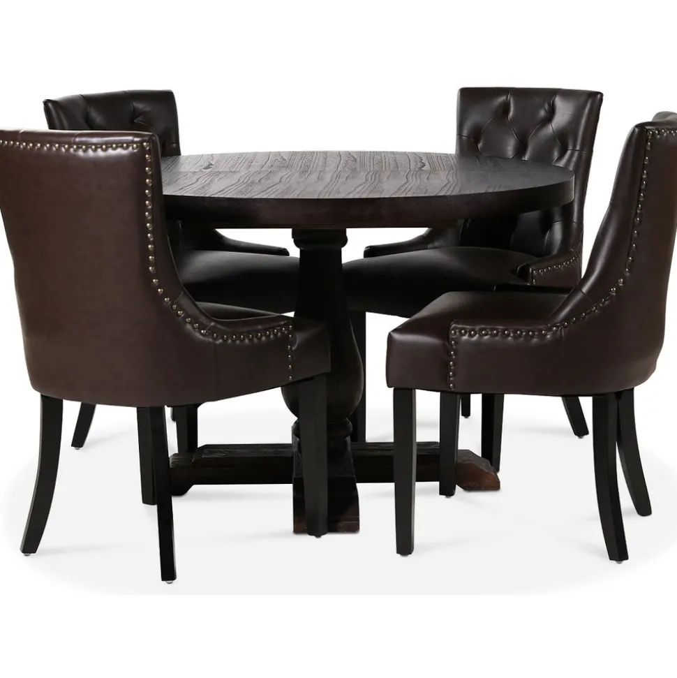 Lamier matgrupp Bord med 4 st Tuva stolar i brun PU + 4.00 x Stolsdyna