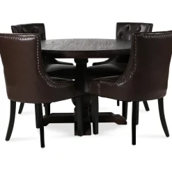 Lamier matgrupp Bord med 4 st Tuva stolar i brun PU + 3.00 x Möbeltassar