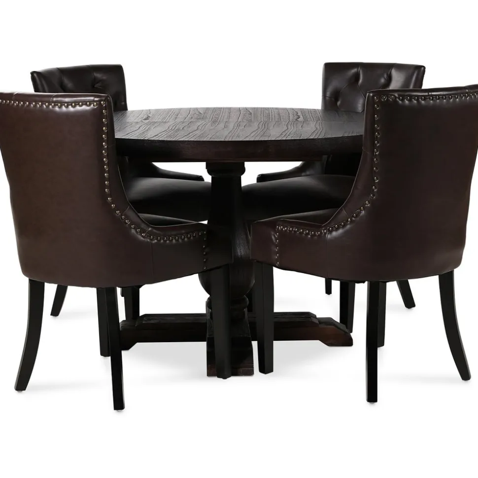 Lamier matgrupp Bord med 4 st Tuva stolar i brun PU + 3.00 x Möbeltassar