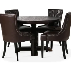 Lamier matgrupp Bord med 4 st Tuva stolar i brun PU + 3.00 x Möbeltassar