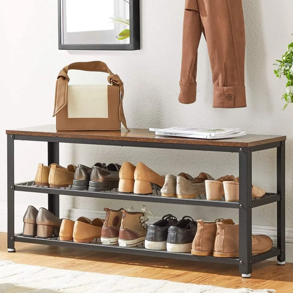 Lasse skohylla 100 cm - Brun/svart