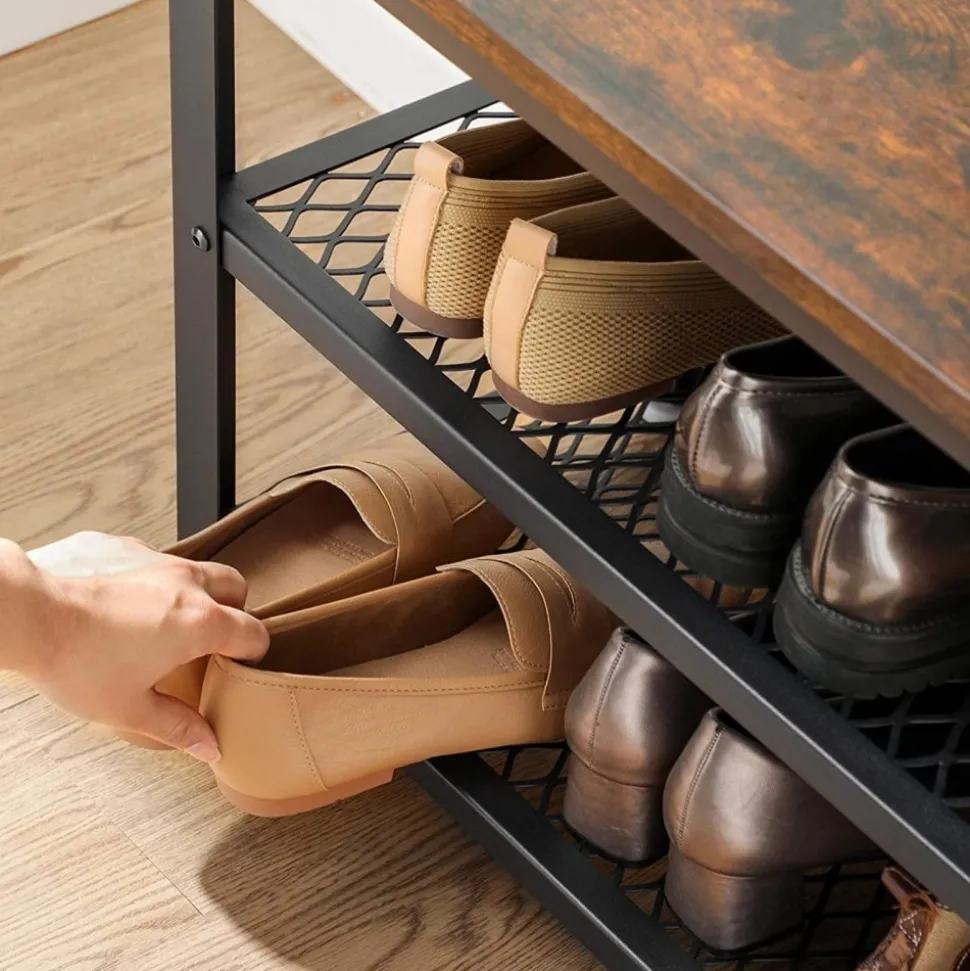 Lasse skohylla 100 cm - Brun/svart