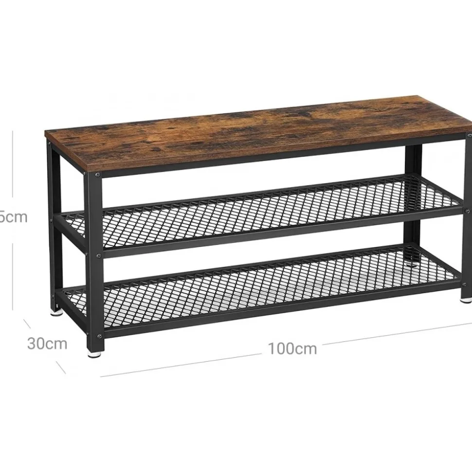 Lasse skohylla 100 cm - Brun/svart