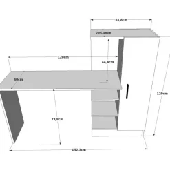 Laura skrivbord 152,3x40 cm - Furu/vit