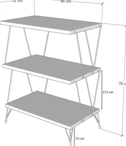 Lazandos sidobord 48 x 31 cm - Furu