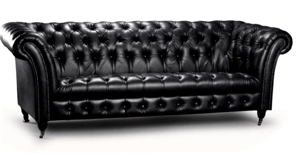 Lädersoffa Tsar Chesterfield i vinrött - 227 cm