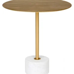 Lecco runt sidobord med marmorfot och mässing Ø51 cm