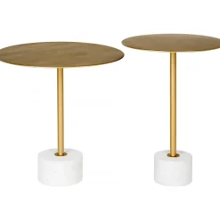 Lecco runt sidobord med marmorfot och mässing Ø51 cm