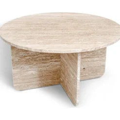 Level runt soffbord i travertin Ø85 cm