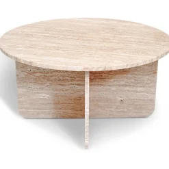 Level runt soffbord i travertin Ø85 cm