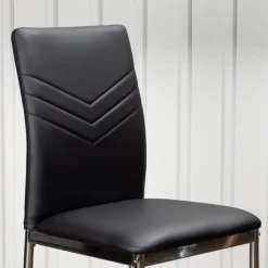 Lily matstol - Svart PU/krom