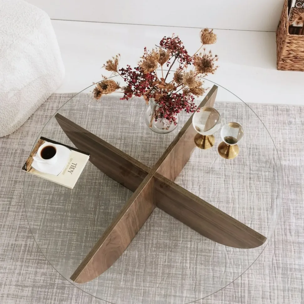 Lily soffbord Ø90 cm - Valnöt + Textilrengöring för möbler