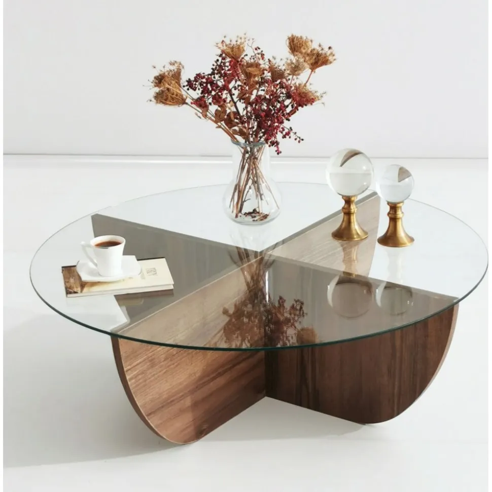 Lily soffbord Ø90 cm - Valnöt + Textilrengöring för möbler