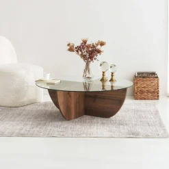 Lily soffbord Ø90 cm - Valnöt + Möbeltassar