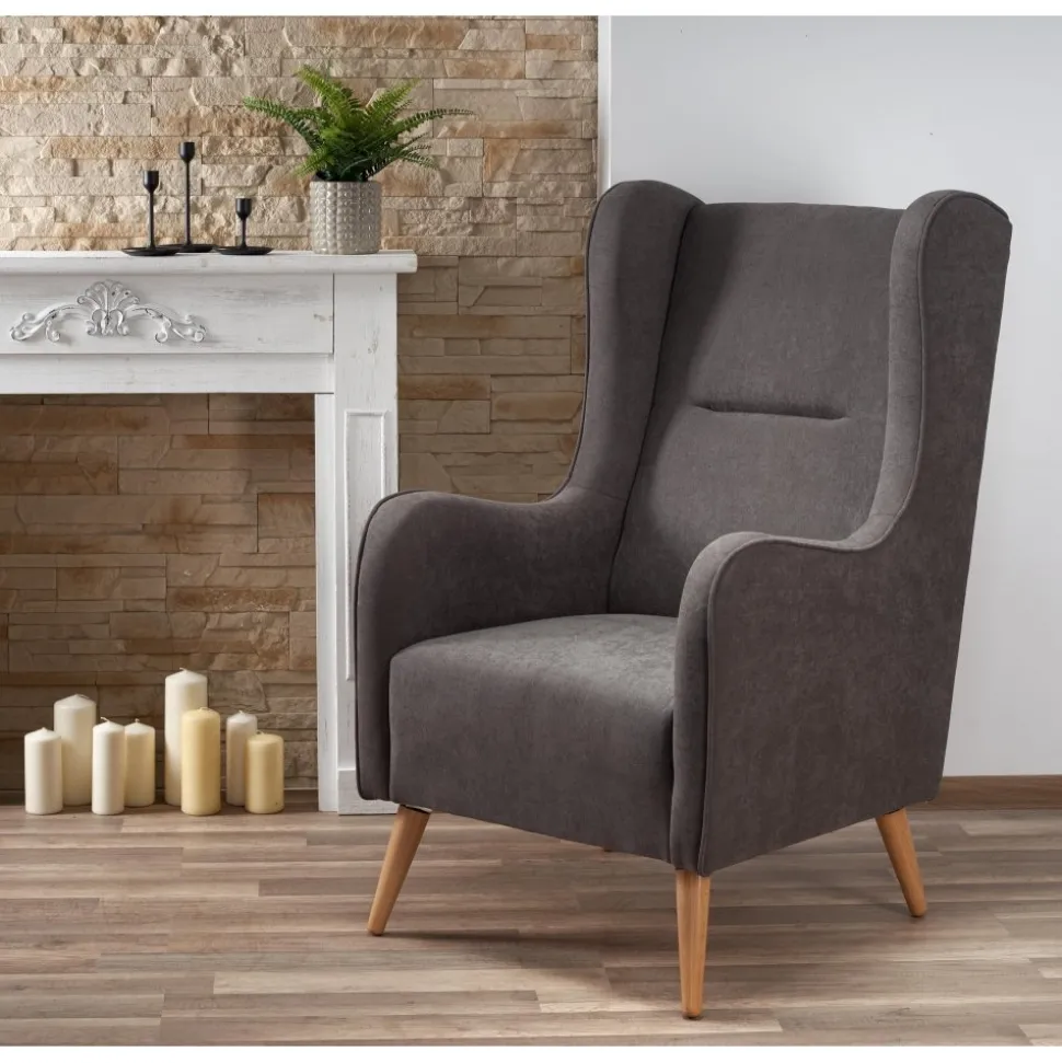 Linsey öronlappsfåtölj - Mörkgrå + Textilrengöring för möbler