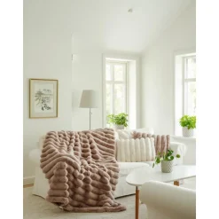 Liny pläd 140 x 220 cm - Pale Pink