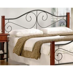 Litzy sängram 120x200 cm - Antik körsbär/svart