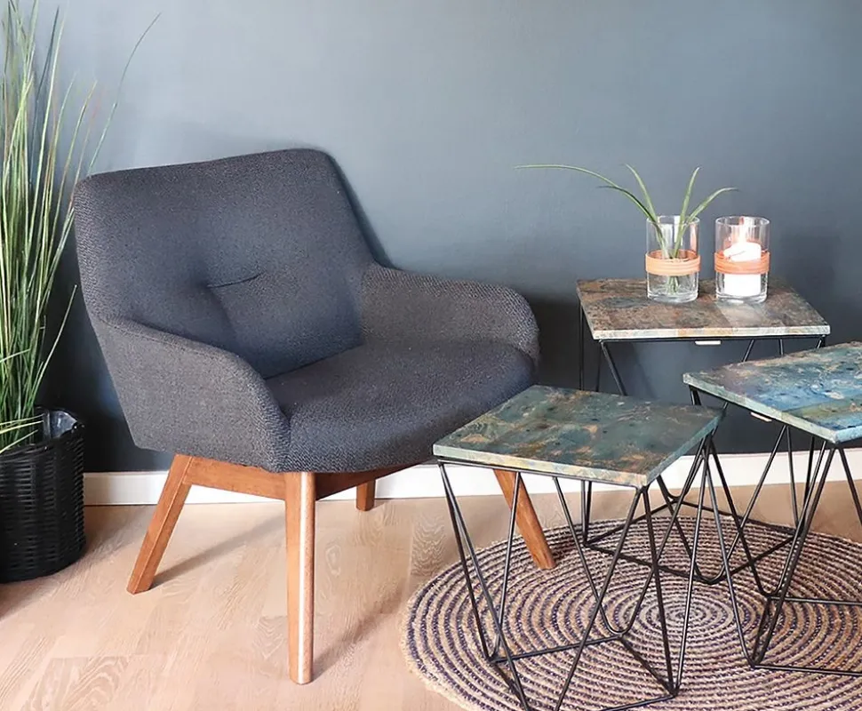 London Fåtölj - Mörkgrå/valnöt