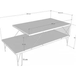 Lone soffbord 100 x 50 cm - Vit