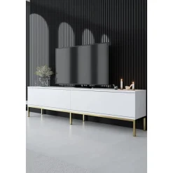 Lord TV-bänk - Vit/guld