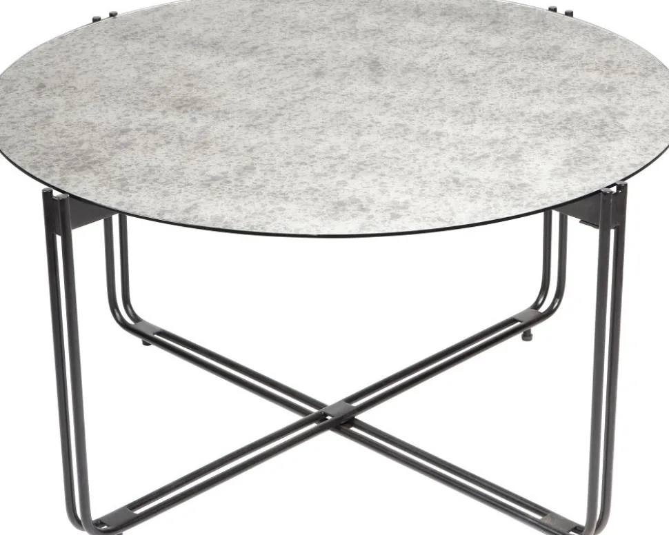 Lori soffbord ∅82 cm - Antikfärgad spegelglas + Fläckborttagare för möbler