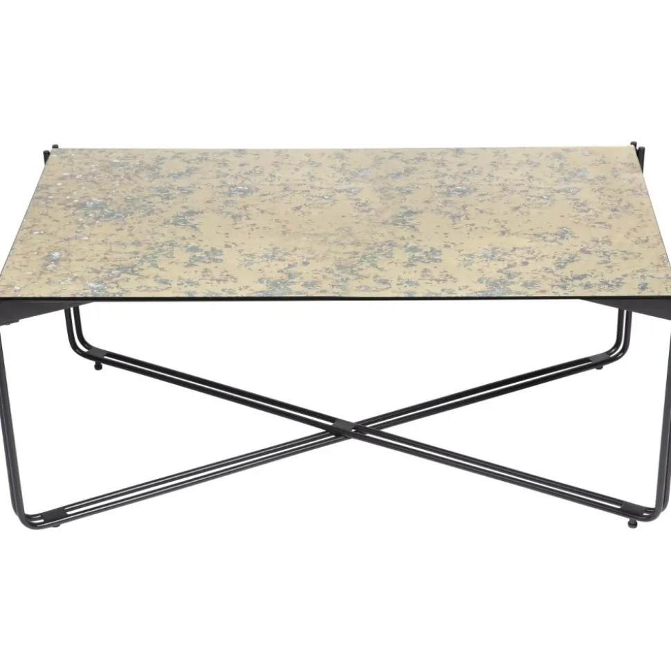 Lori soffbord 110x60 cm - Antikfärgad spegelglas mässing + Möbeltassar