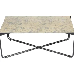 Lori soffbord 110x60 cm - Antikfärgad spegelglas mässing + Fläckborttagare för möbler