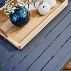 Loungegrupp i aluminium med grå dynor - Melo