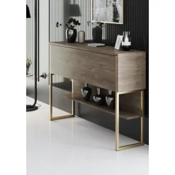 Lux avlastningsbord 120 x 30 cm - Valnöt/guld