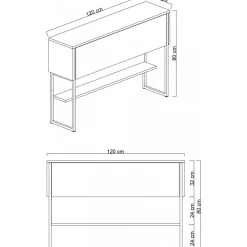 Lux avlastningsbord 120 x 30 cm - Valnöt/guld
