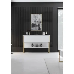 Lux avlastningsbord 120 x 30 cm - Vit/guld