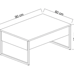 Lux soffbord 90 x 60 cm - Antracit/guld