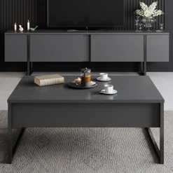 Lux TV-bänk - Antracit/svart