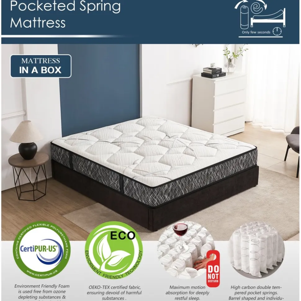 Madrass med pocket och antibakteriellt tyg