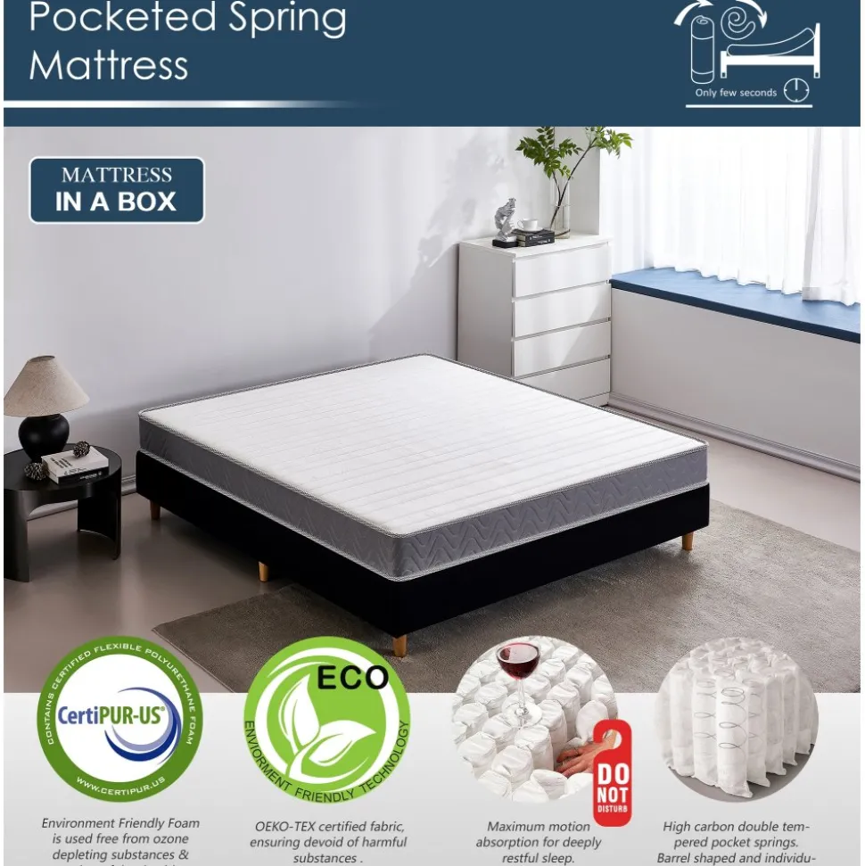 Madrass pocket fjädrar Tencel tyg