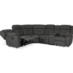 Manhattan hörnsoffa - recliner och drickahållare - Grå PU + Textilrengöring för möbler