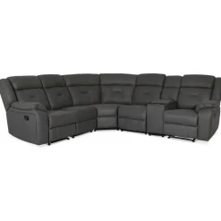 Manhattan hörnsoffa - recliner och drickahållare - Grå PU + Textilrengöring för möbler