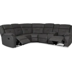 Manhattan hörnsoffa - recliner och drickahållare - Grå PU