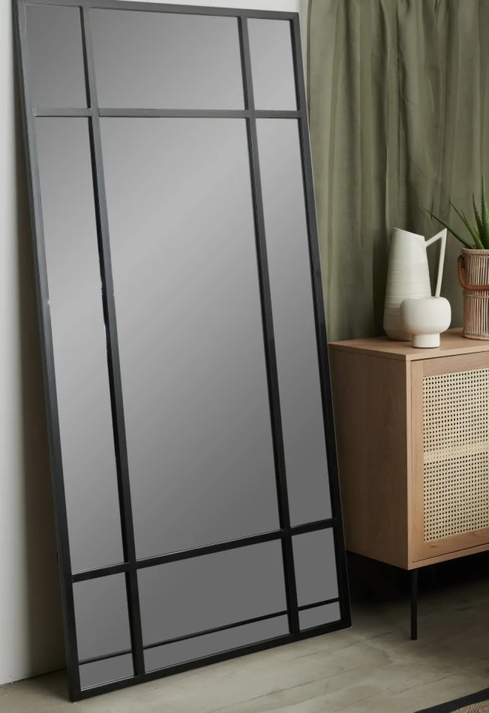 Marlon helkroppsspegel 200x100 cm - Metall/antiksvart + Glas och Kristallrengöring