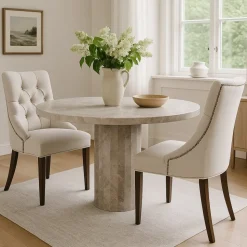 Marmorbord Ø110 cm - Pegani + Textilrengöring för möbler