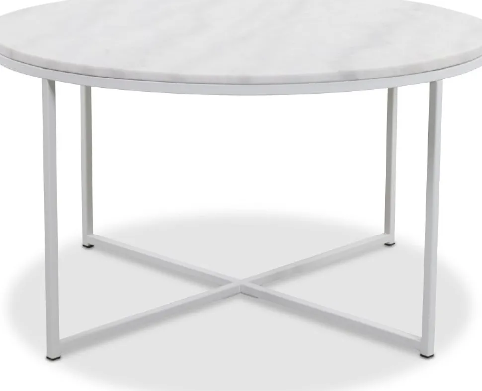 Maryland soffbord 85 cm - Vit äkta Marmor / Vit